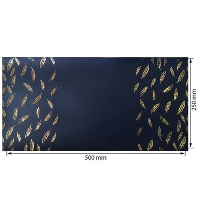 Відріз екошкіри з тисненням золотою фольгою Golden Feather Dark blue, 50см х 25см, ТМ Фабрика Декору