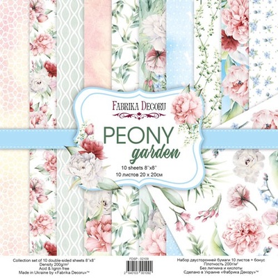 Набір скрап-паперу Peony garden 20x20см, ТМ Фабрика Декору