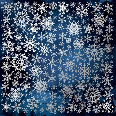 Аркуш одностороннього паперу з фольгуванням Silver Snowflakes Night garden, ТМ Fabrika Decoru