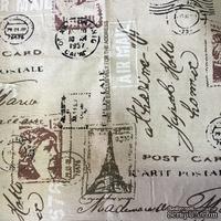 Ткань лен  - Надписи и марки, Париж, 50х75 см