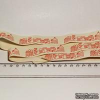 Лента от Thailand -  Lovely Red House Print Cotton Ribbon Label String, Город, 1 метр - ScrapUA.com