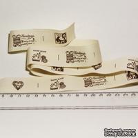 Лента от Thailand - Love Heart Pattern Print Cotton Ribbon Label String, 1 метр