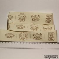 Лента от Thailand - Home Made Brown Pattern Print Cotton Ribbon Label String, 1 метр