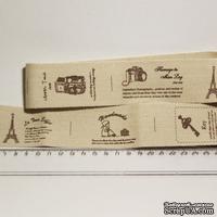 Лента от Thailand - Lovely Girl Eiffel Tower Key Camera Print Cotton Ribbon Label String, 1 метр