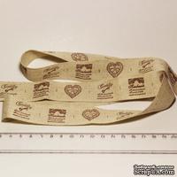 Лента от Thailand - Lovely Heart Print Linen Ribbon Label String, 1 метр