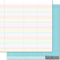 Лист скрапбумаги от Lawn Fawn - Really Rainbow Double-Sided Cardstock 12"X12" True Blue, 30х30 см