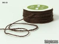 Джутовый шнур Twisted Burlap - Brown, 1 мм, цвет: коричневый темный, 90 см