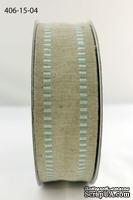Лента из мешковины Natural Burlap and Stripe Edge, цвет: серый, ширина 38,1 мм, 90 см