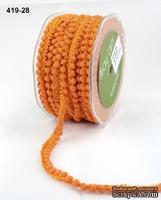 Тесьма с помпонами Mini Pom Pom, размер 10 мм, цвет оранжевый, 90 см