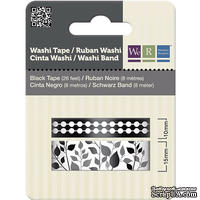 Бумажный скотч Washi Tape Black and White, длина 16 м, ширина 10-15 мм, 2 шт. - ScrapUA.com