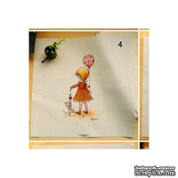 Картинки на льне - Девочка с птицами на руке, арт.0149 - №6, 30х30 см