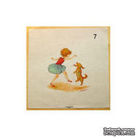 Картинки на льне - Девочка с собачкой, арт.0149 - №7, 30х30 см