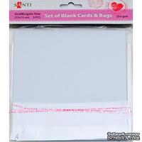 Набор белых текстурированных заготовок для открыток, 15см*15см, 250г/м2, 5шт., ТМ Santi