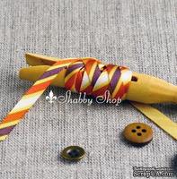 Лента American Crafts в диагональную золотую, оранжевую, фиолетовую, белую полоску, ширина 9,5мм, 90 см