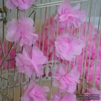 Лента с цветами из шифона, цвет розовый, 6 цветков