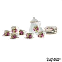 Набор фарфора миниатюрный чайный от Art of Mini - Розы, 15 предметов