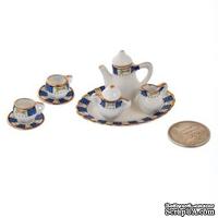 Набор фарфора миниатурный чайный от Art of Mini, 8 предметов Синий Узор