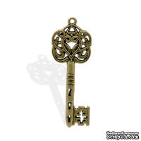 Металлическое украшение/подвеска "Ключ", 59х21мм, античная бронза, 1 шт.