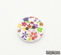 Деревянная пуговица Multicolor Flower B17609, диаметр 15 мм, 1 шт. - ScrapUA.com