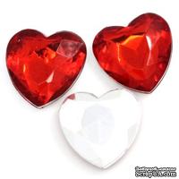 Акриловое украшение &quot;Сердце&quot;, 17*16мм, цвет красный, 5 шт. - ScrapUA.com
