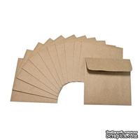 Набор конвертов из крафт-бумаги - Canvas Corp Square Kraft, размер 7,5х7,5 см, 12 штук