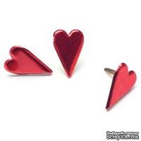 Набор брадсов Creative Impressions - Metallic Red Hearts CI90331, красный металлик, 50 штук - ScrapUA.com