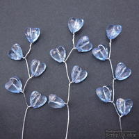 Веточка с кристаллами-сердечками, цвет голубой, 1 шт.
