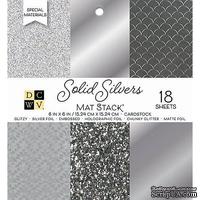Набор кардстока DCWV Solid Silvers Glitter & Foil, 15х15 см, 18 листов, с серебром