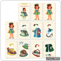 Набор дизайнерских бумажных кукол с рождественскими нарядами "Holly Paper Doll Set"