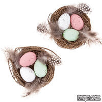 Декоративні гнізда Decorative Nests Eggs &amp; Feathers, 2 шт, dpCraft - ScrapUA.com