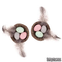 Декоративні гнізда Mini Decorative Nests Eggs &amp; Feathers, 2 шт, dpCraft - ScrapUA.com