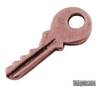 Металлическое украшение "Ключ", красная медь, размер 19х5 мм, 1 шт