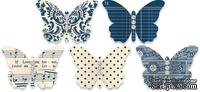 Бабочки из плотного кардстока с рисунком Jenni Bowlin Embellished Butterflies - Navy, 5 штук, цвет темно-синий
