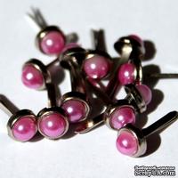 Набор брадсов Eyelet Outlet - Pearl Brad Pink/Silver, цвет розовый, 5 мм, 10 штук - ScrapUA.com