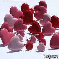 Набор брадсов Eyelet Outlet - Red &amp; Pink Heart Brads , 24 штуки - ScrapUA.com