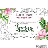 Набор открыток для раскрашивания аква чернилами Spring Blossom, ТМ Фабрика Декора