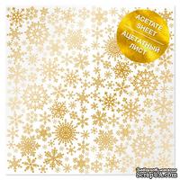 Ацетатний аркуш з золотим візерунком Golden Snowflakes, 30,5см х 30,5см, ТМ Фабрика Декору