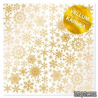 Аркуш кальки (веллум) з золотим візерунком Golden Snowflakes 30,5х30,5 см, ТМ Фабрика Декору