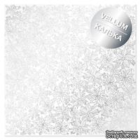Аркуш кальки (веллум) зі срібним візерунком Silver Poinsettia, 30,5см х 30,5см, ТМ Фабрика Декору - ScrapUA.com