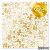 Аркуш кальки (веллум) з золотим візерунком Golden Winterberries 30,5х30,5 см, ТМ Фабрика Декору