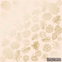 Лист односторонней бумаги с фольгированием Golden Tropical Leaves Beige,ТМ Фабрика Декора