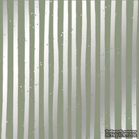 Лист односторонней бумаги с фольгированием Silver Stripes Olive 30,5х30,5 см, ТМ Фабрика Декора