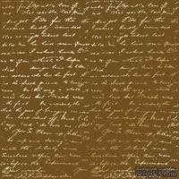 Аркуш одностороннього паперу з фольгуванням, дизайн Golden Text Milk chocolate, 30,5см х 30,5см, ТМ Фабрика Декору
