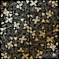 Аркуш одностороннього паперу з фольгуванням, дизайн Golden Winterberries Black, 30,5см х 30,5см, ТМ Фабрика Декору