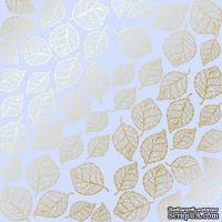 Лист односторонней бумаги с фольгированием Golden Delicate Leaves Purple, ТМ Фабрика Декора