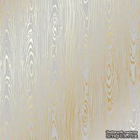 Лист односторонней бумаги с фольгированием Golden Wood Texture Gray, ТМ Фабрика Декора