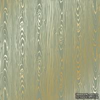 Лист односторонней бумаги с фольгированием Golden Wood Texture Olive,ТМ Фабрика Декора