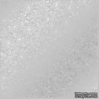 Аркуш одностороннього паперу зі срібним тисненням, дизайн Silver Poinsettia Gray, 30,5см х 30,5см, ТМ Фабрика Декору