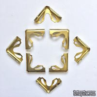 Набор металлических уголков, цвет золото, 23х23х6мм, 4 шт. - ScrapUA.com