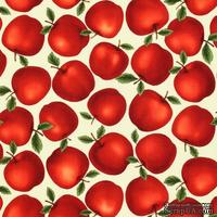 Ткань 100% хлопок - Красные яблоки, 45х55 см